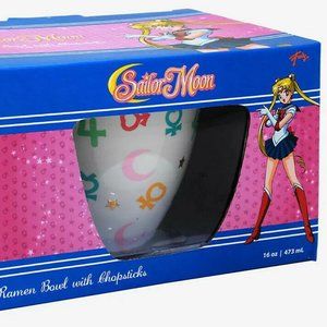 Sailor Moon Symbols Ramen Bowl w Chopsticks New
